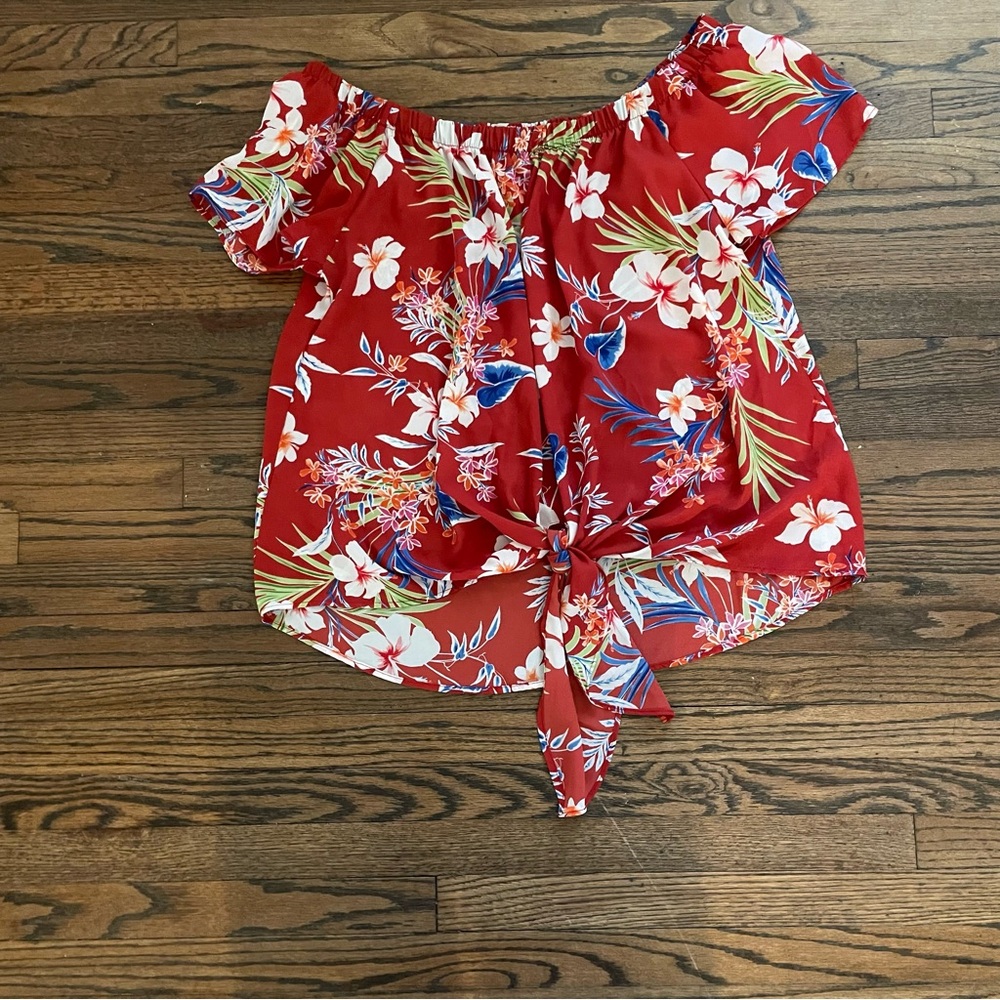 Verse Women's Half Sleeve Blouse Floral Print, Size XL, Made in USA, 100% Rayon